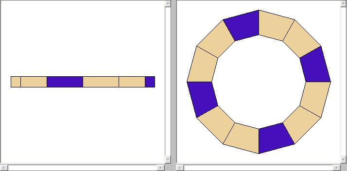 Frame Miter ring. Paint its segments with solid colors, images, or mosaics.