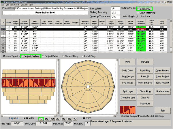 Segmented Turning Chart