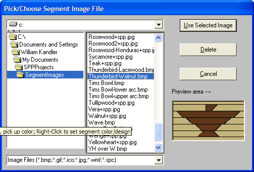 Segment Image Selector Dialog